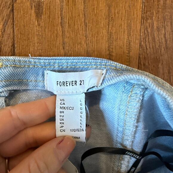 Forever 21 NWT denim frayed western crop top tube top large - Picture 3 of 8